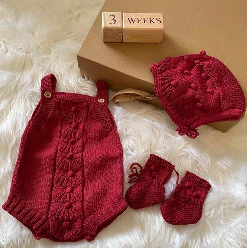 crochet romper set baby gift red