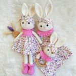 crochet bunny baby gift set pink