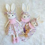 crochet bunny baby gift set pale pink