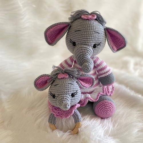 crochet elephant baby gift pink