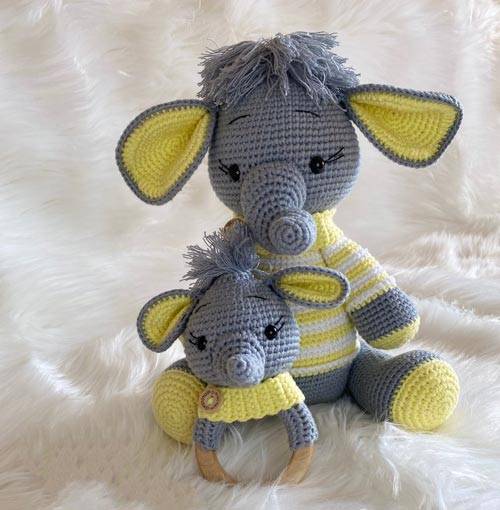 crochet elephant baby gift yellow