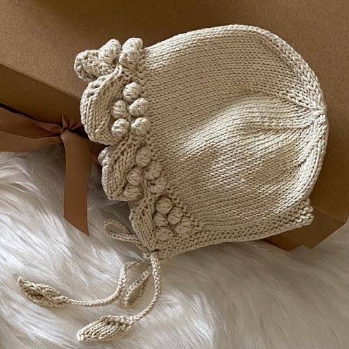 Crochet romper set baby gift beige